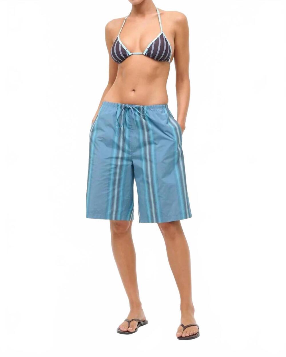 NEW STAUD lido triangle bikini top in blue